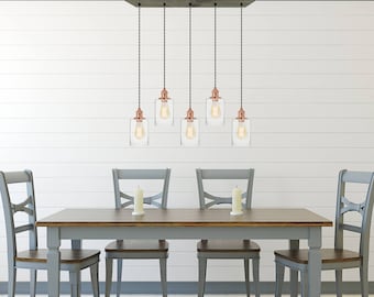 5 Pendant Reclaimed Wood Chandelier, Black Round Cages, Edison Bulbs 5 Pendant Reclaimed Wood Chandelier, Black Round Cages, Edison Bulbs