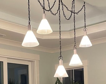 Chain Swag Chandelier with Glass Shades