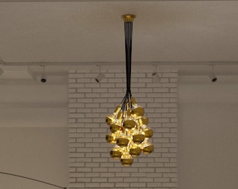 Gold Bubble Globe Cluster - Großer Kronleuchter - Benutzerdefinierte Pendelbeleuchtung - Glas-LED-Lampen - LED-Hochdeckenleuchte