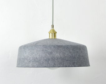 Felt Drum Shade Pendant Light - Custom Hardware - Soft Grey Woven Shade - NEW Modern Design - Hangout Lighting - Fabric Shade