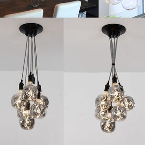 Modern Smoke Grey LED 7 Cluster Custom Any Colors Chandelier multi Pendant Lighting modern Cloth Cords pendant light ceiling fixture lamp image 1