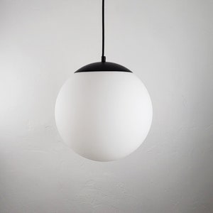 White Globe 8 10 12 14 16 Neckless Shade Pendant Light LED Modern Schoolhouse Globe Opaque Milk White Glass Large Globe image 4