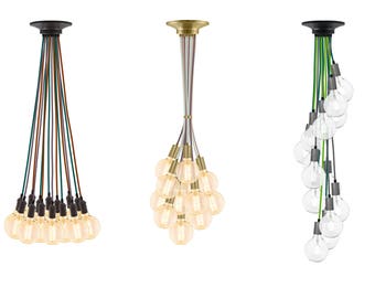 14 Pendant Light Cluster - Chandelier Lighting - LED Living Room Hanging Ceiling Fixture - Custom - Green, Brass, Modern Unique LED