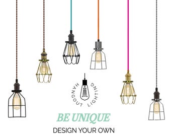 Custom Cage Pendant Light - Industrial Pendant Light - Steel Industrial Shade - Hardwired Lighting Fixture Modern Pendant Lights