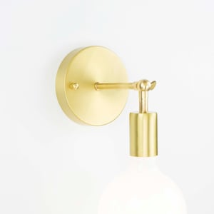 Brass Modern LED White Globe Custom Wall Sconce Knob Hinge Wall Fixture - Brass Vanity Light - Gold Finish