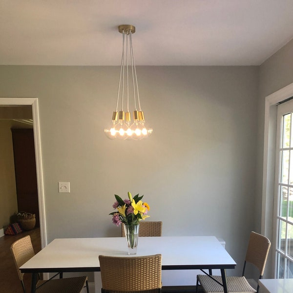 Simple Dining Chandelier - Custom Colors - Multi Pendant 5 Cluster - Modern Chandelier ceiling fixture. Table Lighting - LED Dining Light