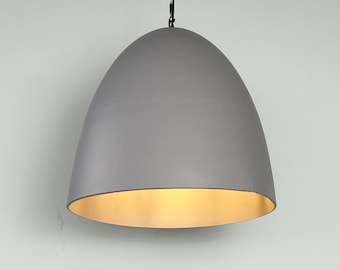 Grey 20" Deep Dome Shade - Black or Grey - Industrial Modern Shade Pendant Light - LED Custom Finishes - Large Metal Hanging Shade