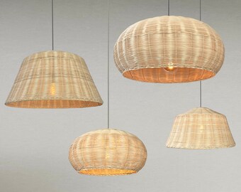Bamboo Shade Pendant Lighting - Natural Woven Rattan - 18", 24", 30", 36" Custom Finishes and Sizes