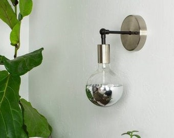 Custom Wall Sconce Knob Hinge Wall Fixture - Nickel Vanity Light - Small Wall Lamp - Bathroom Lighting