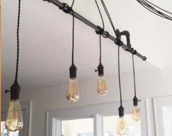 5 Pendelleuchte Wrap Iron Pipe Chandelier Fünf Lampen Vanity Counter Light