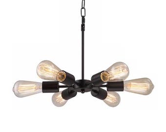 Circle 6 Bulb Vintage Edison Industrial Lighting Ceiling fixture Pendant Light Rustic Antique Lamp Chandelier - Hangout Lighting