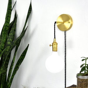 Plug in Adjustable Wall Sconce - Custom Finish - LED or Antique Bulbs - Bedroom Lighting - Bedside Lamp