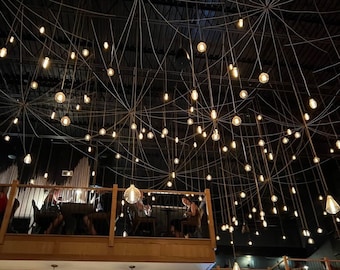 LED Starry Sky Commercial Lighting 19 Suspension Swag Lustre - Lustre à suspension multiple Éclairage de restaurant industriel Globes LED