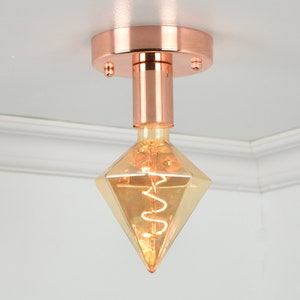 Custom Modern Flush Mount Ceiling Lamp - Diamond LED - Polished Copper ...