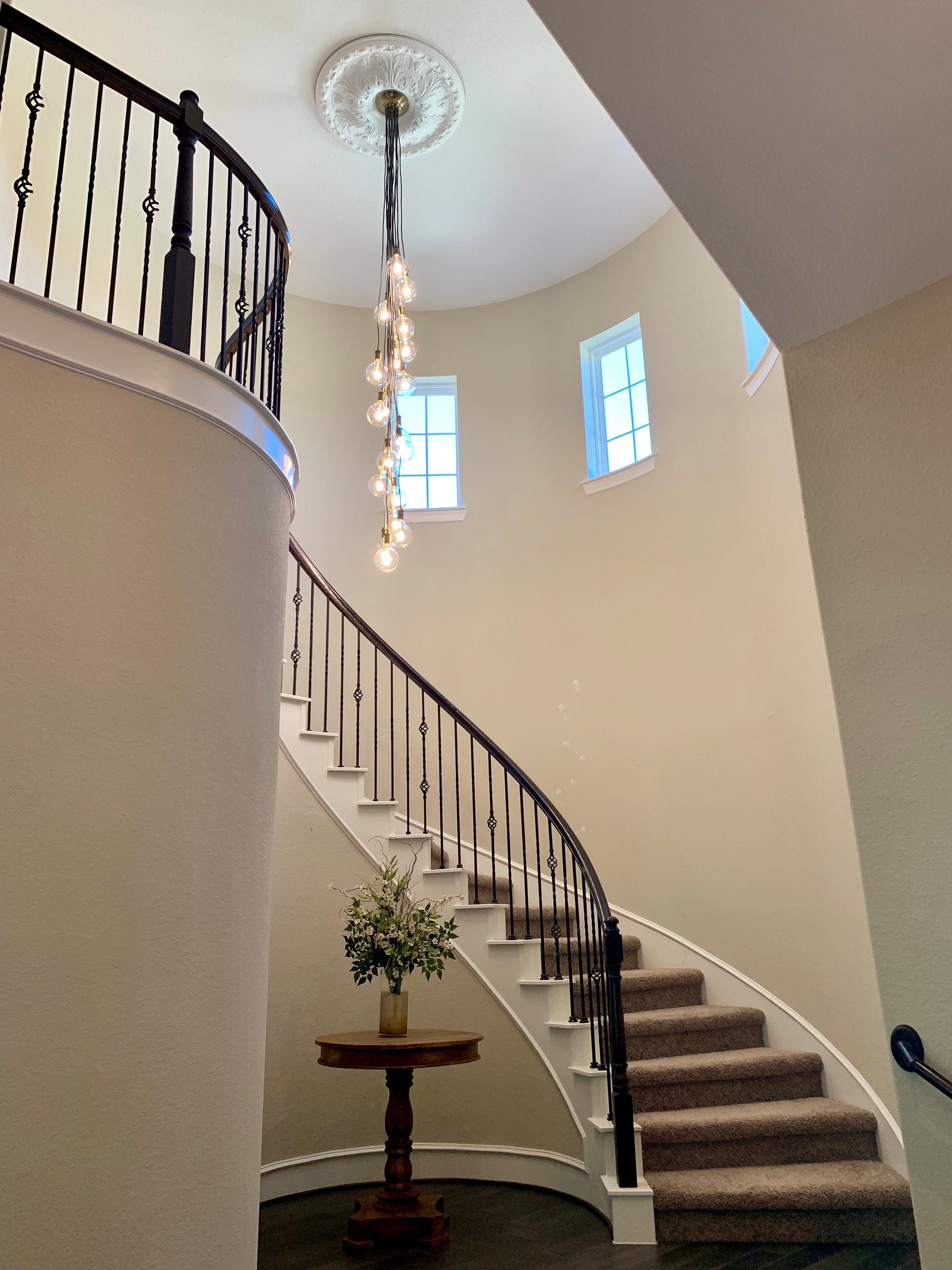 Long Chandelier Foyer Lighting With 19 Pendants High Ceiling