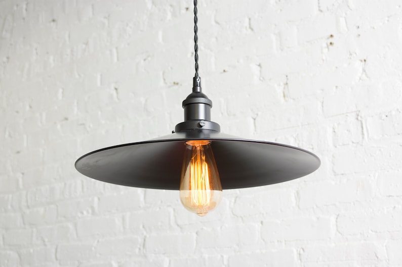 Large 14 Shade Pendant Light Hanging Fixture Edison Vintage Style Antique Bulbs Rustic Lighting Flat Matte Black