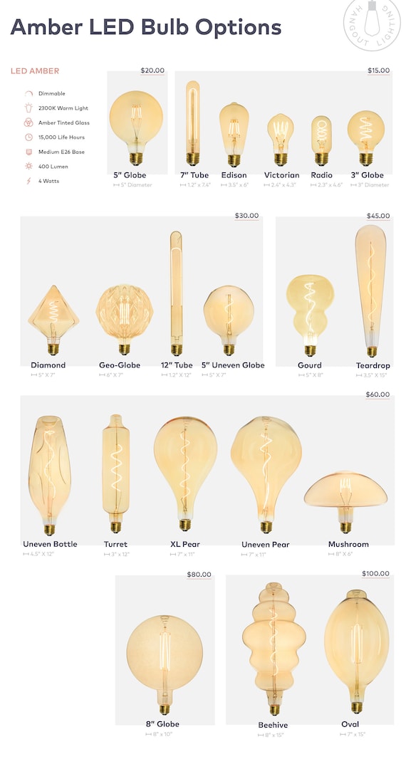 XL Oversized LED Edison Filament E26 Modern - Etsy