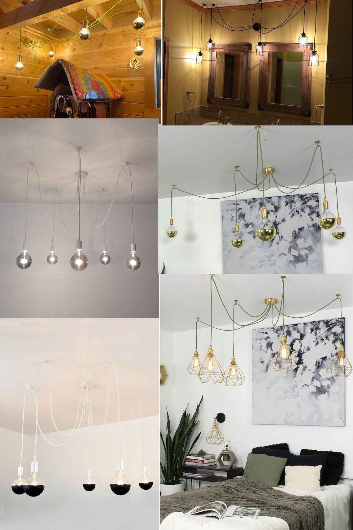 Unique Vanity Lighting 5 Hanging Pendants Custom Finishes Etsy