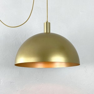 XL Dome 24" 18" or 12". Industrial Modern Shade Pendant Light - LED Custom Finishes - Large Metal Hanging Shade. Black, Brass or White.