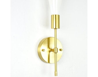 Brass Torch Wall Sconce - Single Lamp - Wall Fixture - Vanity Lighting - Bathroom Kitchen Restaurant - LED or Antique