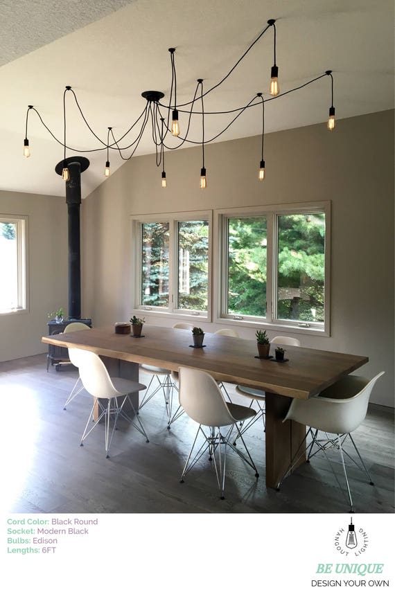 Modern 5-Light Black Crystal Chandelier - Long LED Pendant Light For Staircase, Villa & Living Room