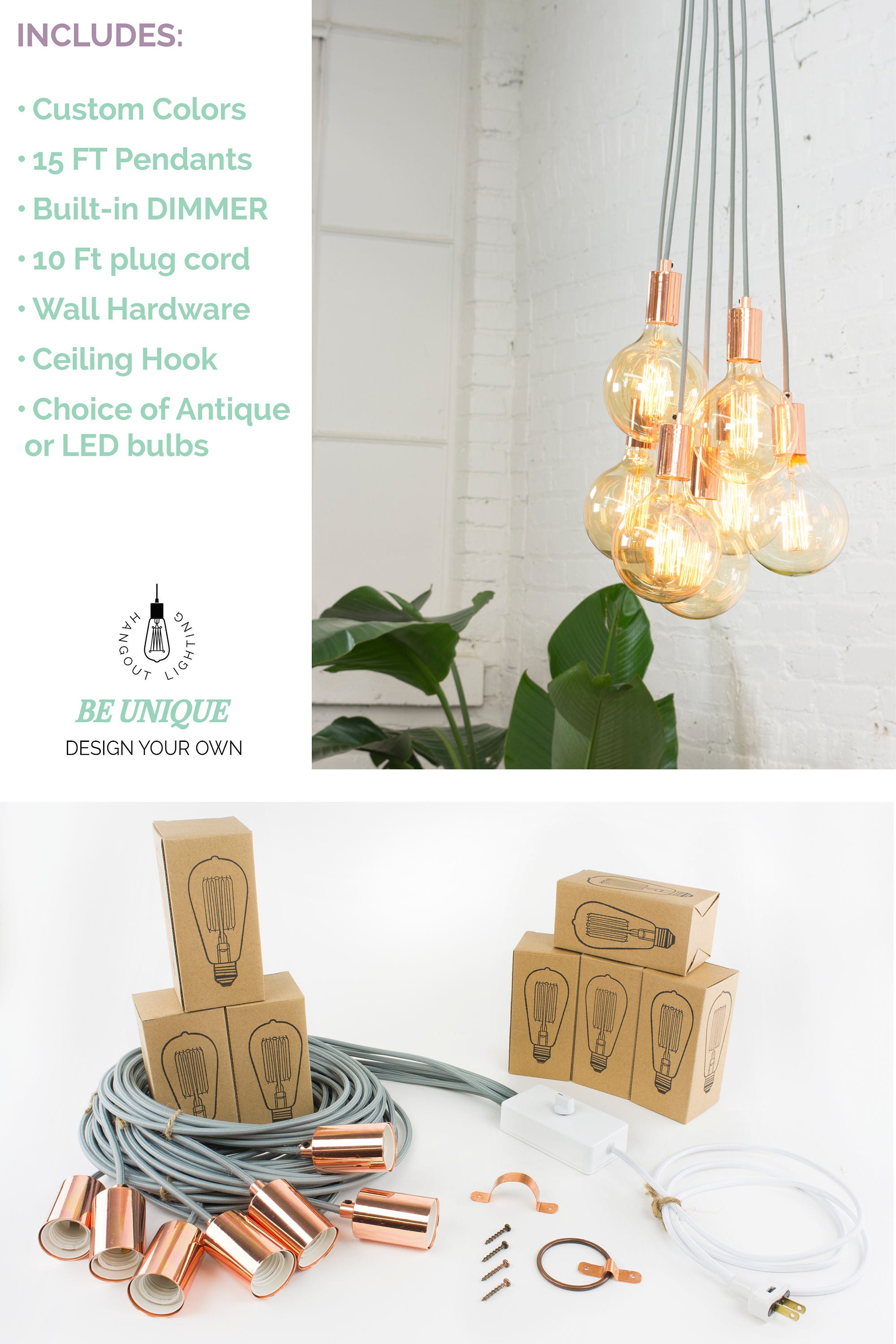 Plug in Dimmable Pendant Lights Unique Chandelier Modern Pendant