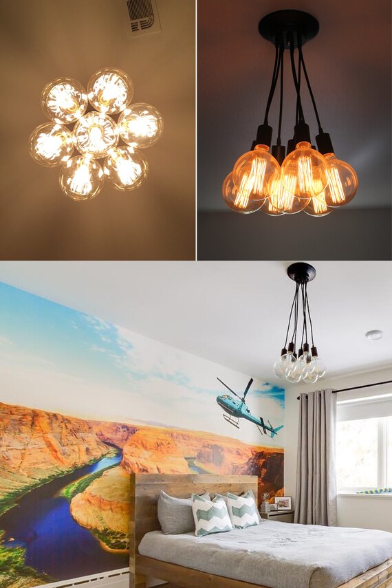 Modern Smoke Grey LED 7 Cluster Custom Any Colors Chandelier Modern Smoke Grey LED 7 Cluster Custom Any Colors Chandelier