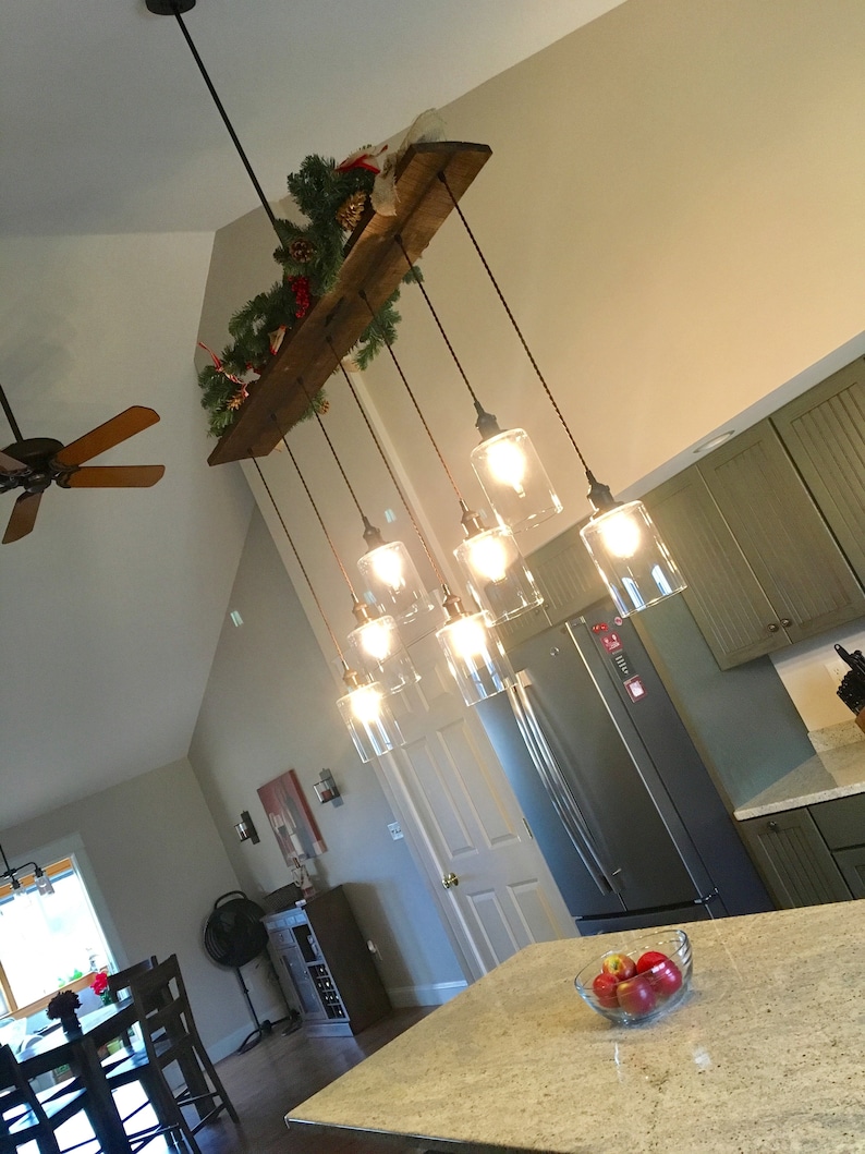 7 Hanger Hout Kroonluchter - Keukeneiland kroonluchter - Keukenverlichting - Flush of Hanging Hangers - Ontwerp je eigen Hangout Lighting afbeelding 3
