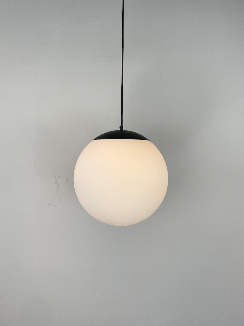 White Globe 8 10 12 14 16 Neckless Shade Pendant Light LED Modern Schoolhouse Globe Opaque Milk White Glass Large Globe image 6