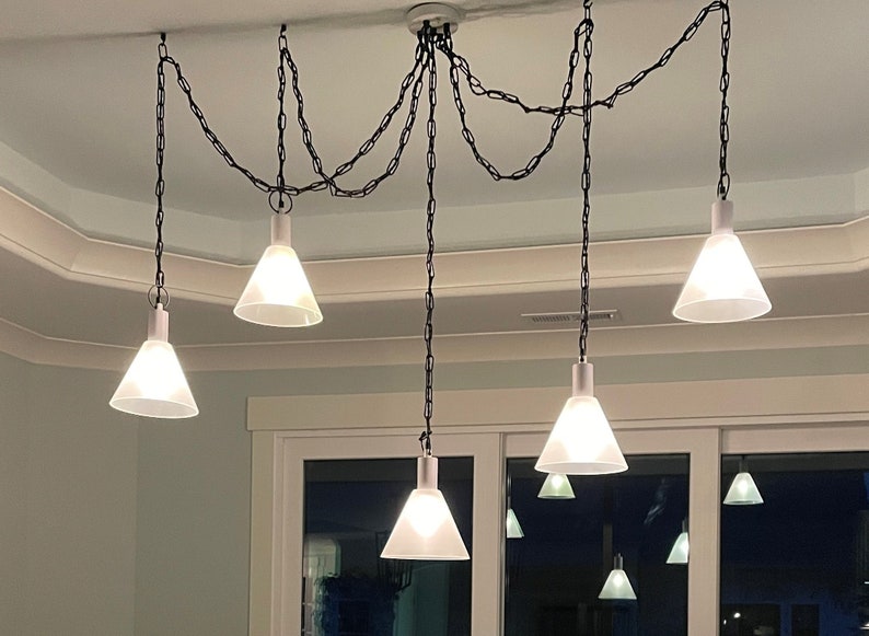Chain Swag Chandelier With Glass Shades Etsy
