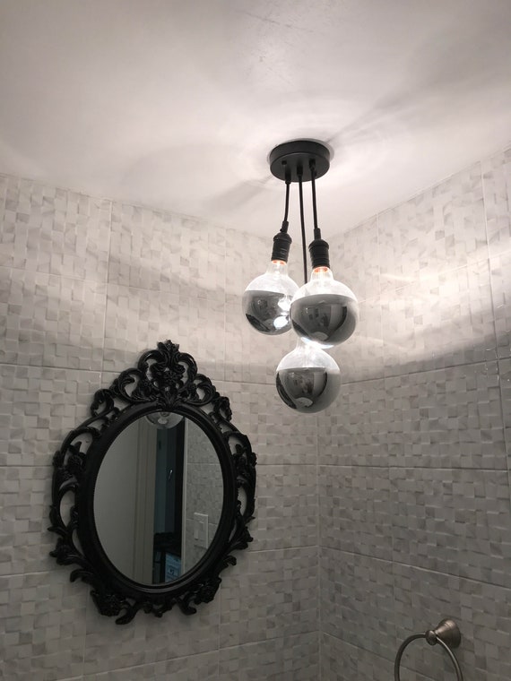 Lamp Chrome Light Etsy Globes Pendant Sweden LED Modern Flush Mirror White - Ceiling Bathroom 3 Black Cluster Semi Hanging