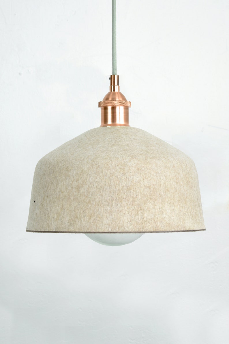 Felt 10in Shade Custom Pendant Light Soft Light Beige Khaki Woven Shade NEW Modern Design Custom Finishes Blush Fabric Shade image 1