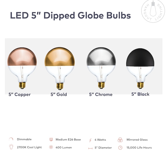 Speciale LED-lampen Metalen gedompelde lampen LED E26 moderne glazen  gloeilampen goud, globe, chroom, koper half dip globe lamp g40 g125 -   Nederland