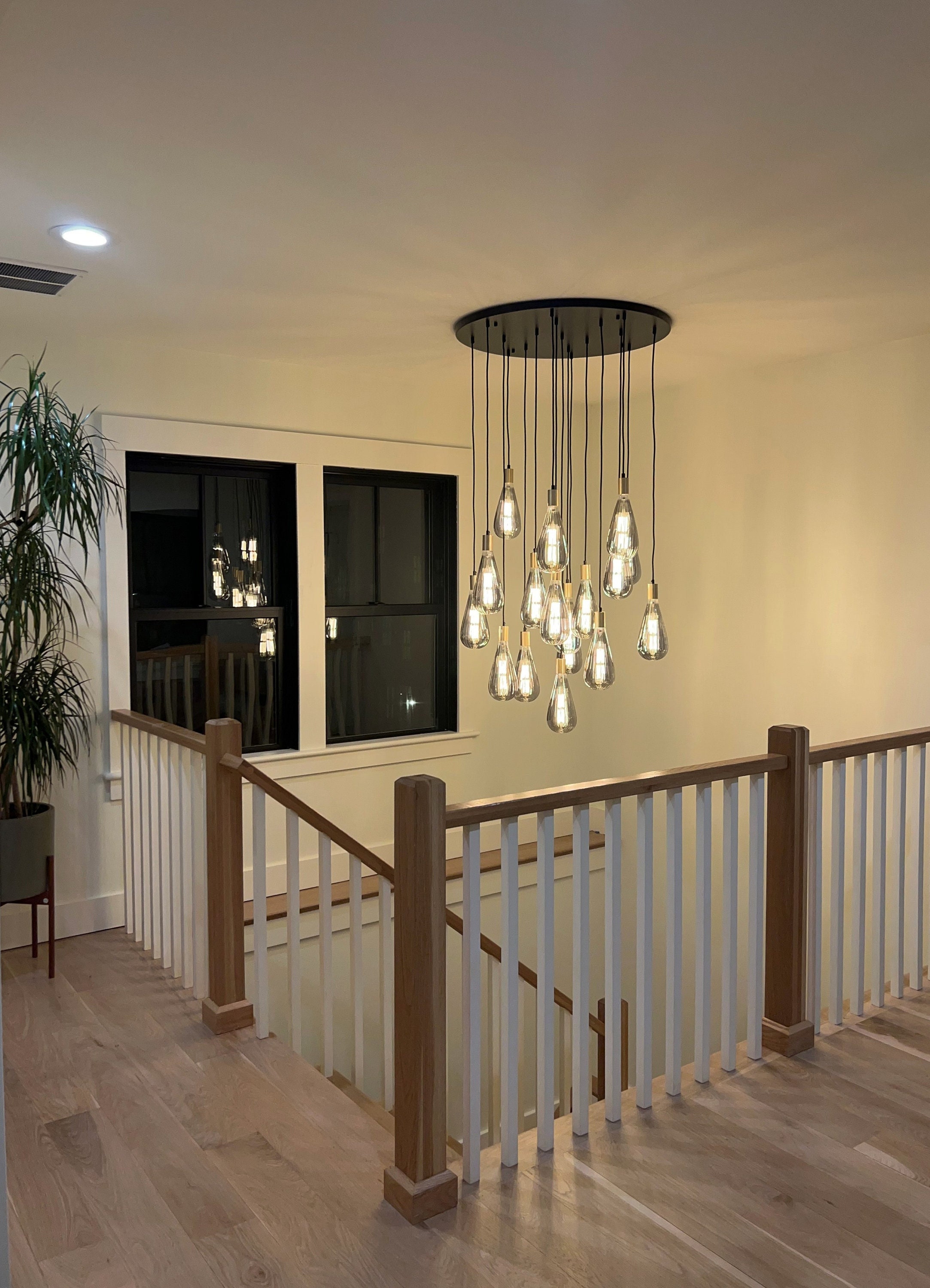 Modern Foyer Chandelier With Cascading LED Lights Customizable