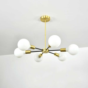6 Light Spoke Light- Modern Ceiling Fixture  - Brass Ceiling Light