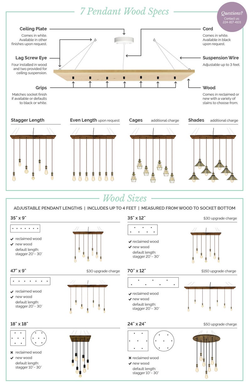 7 Hanger Hout Kroonluchter - Keukeneiland kroonluchter - Keukenverlichting - Flush of Hanging Hangers - Ontwerp je eigen Hangout Lighting afbeelding 5