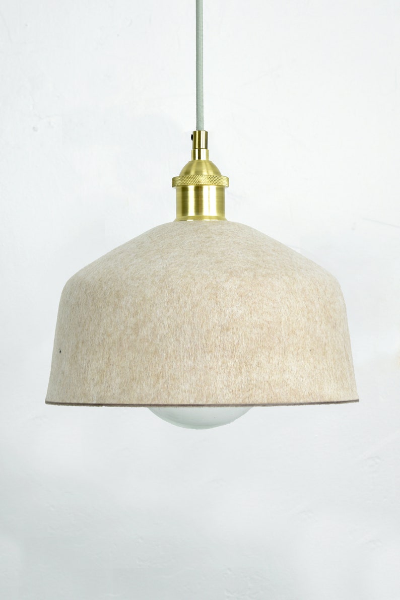 Felt 10in Shade Custom Pendant Light Soft Light Beige Khaki Woven Shade NEW Modern Design Custom Finishes Blush Fabric Shade image 3