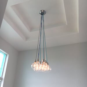 Copper Custom Cluster Pendant Light Ceiling Fixture LED Globes Copper Dipped Glass Bulbs Hanging Lamp Clustered Pendants - Custom Chandelier image 4