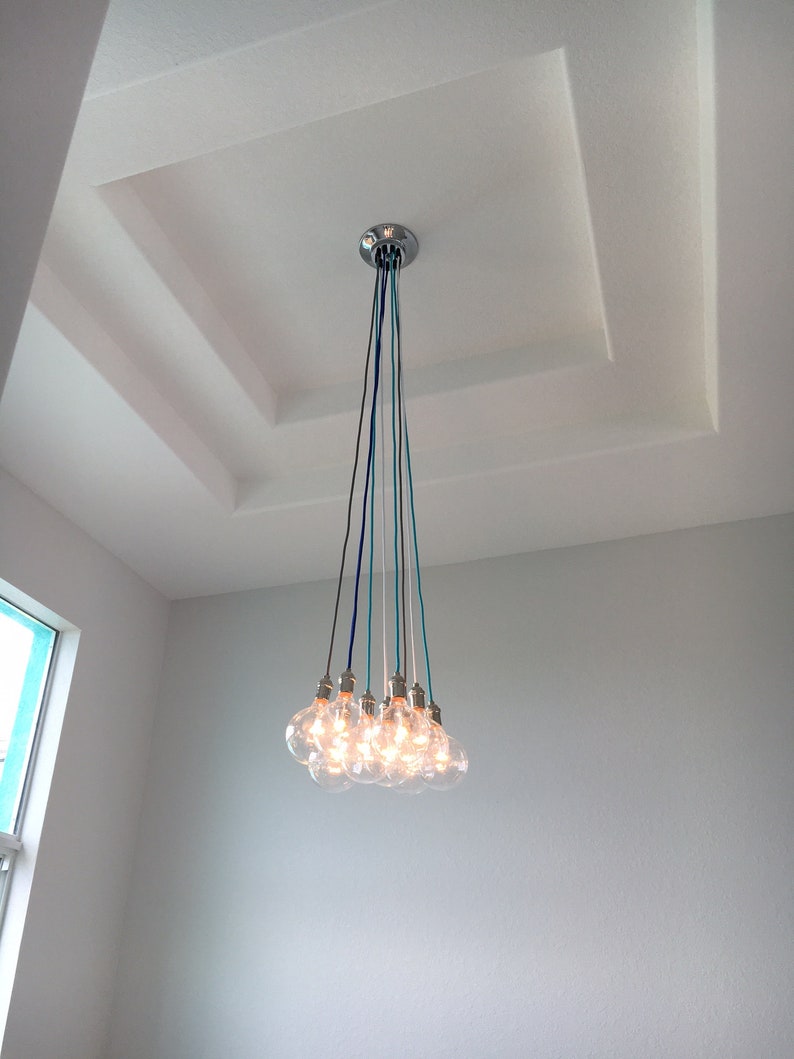 Copper Custom Cluster Pendant Light Ceiling Fixture LED Globes Copper Dipped Glass Bulbs Hanging Lamp Clustered Pendants - Custom Chandelier image 4