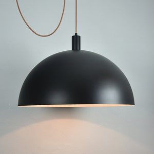 XL Dome 24" 18" or 12".  Black, Brass or White.  Industrial Modern Shade Pendant Light - LED Custom Finishes - Large Metal Hanging Shade