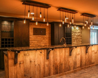 Custom Lighting Wood Chandelier  Industrial Pendant Chandelier Reclaimed Wood Rustic lighting Industrial Antique Edison Light Fixture