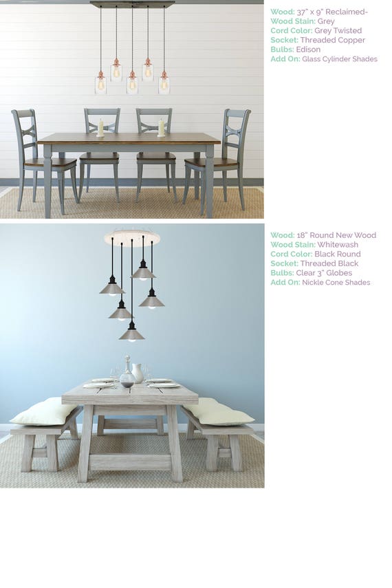 Farmhouse Kitchen Chandelier Shabby Chic Reclaimed Wood Shade Image 0