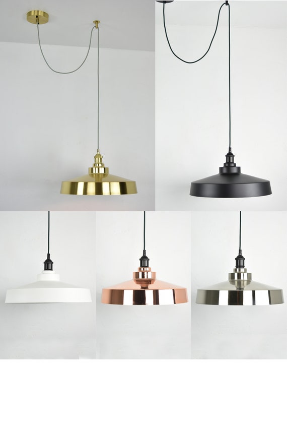 Custom 16 Industrial Shade Pendant Light LED Mix and Match Metal