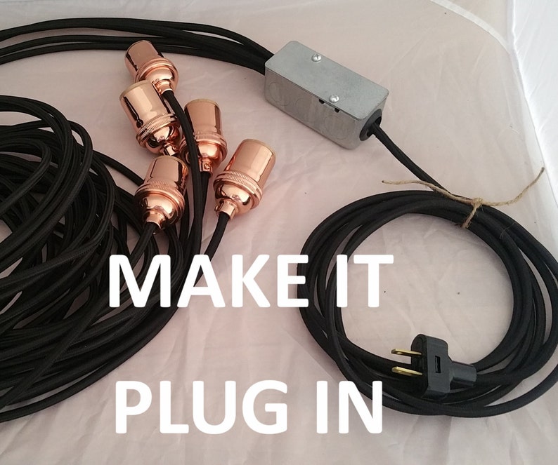 PLUG In Cluster ADD ON Make a Cluster Plug In Plug Chandelier Box with Plug Outlet Cord Custom Handmade zdjęcie 1