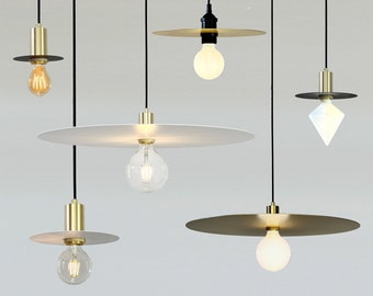 カスタム 24 インチ ディスク シェード ペンダント - ホワイト