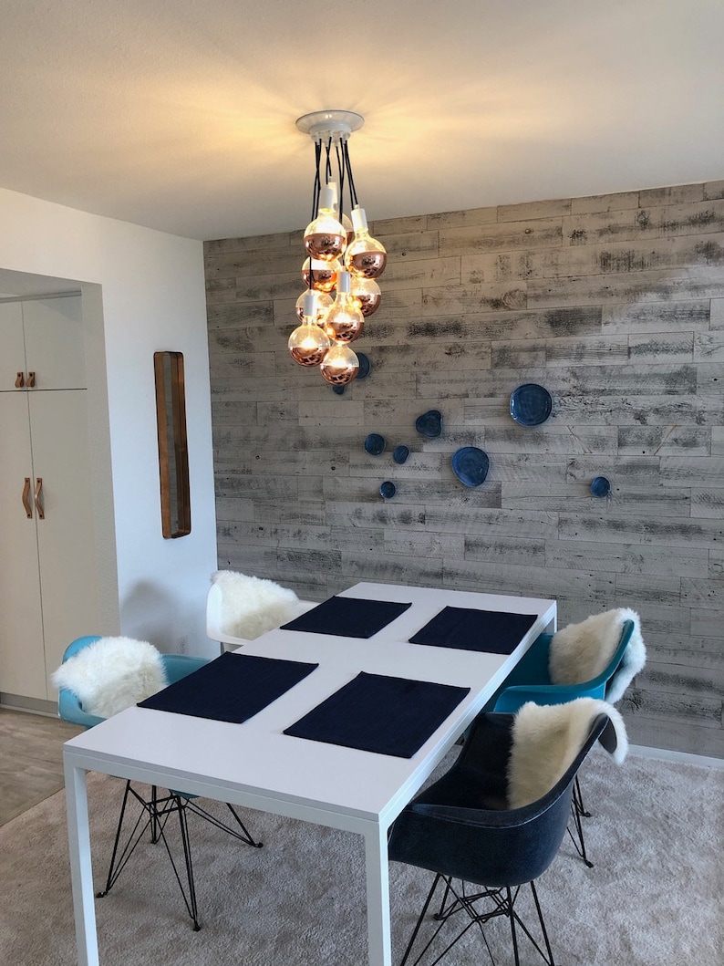 Copper Custom Cluster Pendant Light Ceiling Fixture LED Globes Copper Dipped Glass Bulbs Hanging Lamp Clustered Pendants - Custom Chandelier image 1
