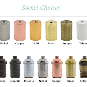 Puede incluir: Un gr&aacute;fico que muestra diferentes tipos de portal&aacute;mparas en dos estilos: moderno y vintage. Los portal&aacute;mparas se muestran en varios colores, incluyendo negro, n&iacute;quel, cobre, oro, lat&oacute;n, antiguo, blanco y acero.