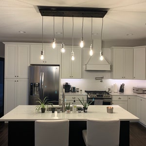 7 Hanger Hout Kroonluchter - Keukeneiland kroonluchter - Keukenverlichting - Flush of Hanging Hangers - Ontwerp je eigen Hangout Lighting afbeelding 2