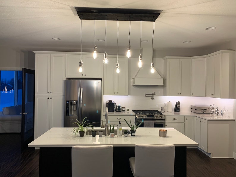 7 Hanger Hout Kroonluchter - Keukeneiland kroonluchter - Keukenverlichting - Flush of Hanging Hangers - Ontwerp je eigen Hangout Lighting afbeelding 2