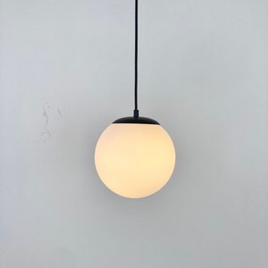 White Globe 8 10 12 14 16 Neckless Shade Pendant Light LED Modern Schoolhouse Globe Opaque Milk White Glass Large Globe image 5